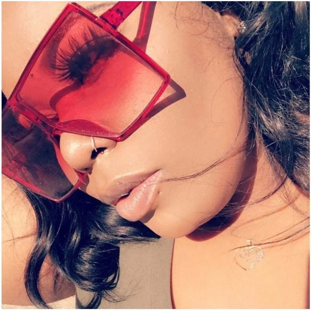 Oversized Square Sunglasses Fashion Red‎ Oceanic Lens Trendy Street Shades Women